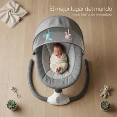 MUNDO BEBE - SILLA MECEDORA MOVIMIENTO LATERAL DESCANSO PROFUNDO PARA BEBES GRIS