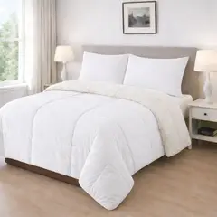 VOYPRE - Edredón Piel de Durazno Sintético Doble Faz Tamaño Doble Blanco - Beige. Suavidad y Elegancia