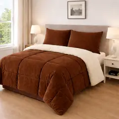 VOYPRE - Edredón Piel de Durazno Sintético Doble Faz Tamaño Doble Marrón Claro - Beige. Suavidad y Elegancia