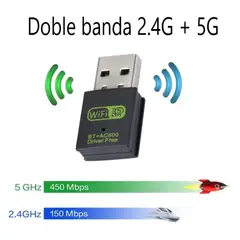 GENERICO - Adaptador Usb Wifi 2.4 Y 5 Ghz Banda 600mbps Bluetooh 4.2