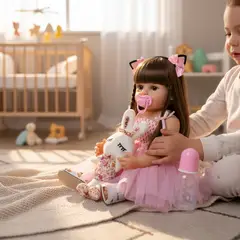 LA MUÑECA - JUGUETE MUÑECA BEBE REALISTA HERMOSA CON VESTIDO Y ACCESORIOS