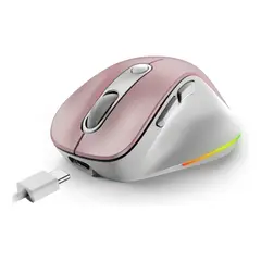 GENIUS - Mouse Inalámbrico y Bluetooth Ergo 9000S Pro - Ergonómico - Recargable - Color Rosa