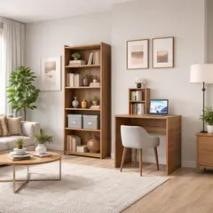 MUEBLES 2020 - Combo de escritorio Seattle Almendra + Biblioteca Paris Almendra