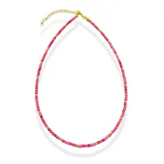 MERAKI - Collar mujer fucsia piedra Ágata semipreciosa - Collar elegante - Gargantilla