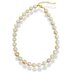 MERAKI - Collar mujer de perlas naturales y terminales bañados en oro 24kt - Collar elegante mujer