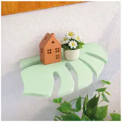 TIZZY DISEÑO - Repisa Decorativa Verde en Forma de Hoja