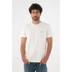 TENNIS - Camiseta para hombre de algodón blanca regular con mini raquetas en el pecho