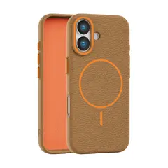 APPEND - Funda Para iPhone 16 con MagSafe Litchi Golden Brown