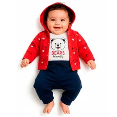 BABY KDS - Conjunto Bebe Niño 3 Piezas Rojo- glotoncitos