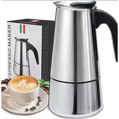 GENERICO - Cafetera Italiana Espresso de Acero Inoxidable 9 Tazas