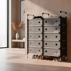 GENERICO - Zapatero Doble Estante Organizador Metálico Con Tapa 6 Nivel