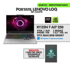 LENOVO - PORTATIL GAMER LOQ RYZEN AI 250/ RTX 5060 8GB/ 16" FHD 144HZ/ RAM 64GB/ 1TB+ XBOX GAME PASS