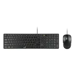 GENIUS - Combo Teclado y Mouse C126 - Alámbrico USB - Resistente a Derrames - Español Negro