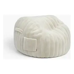 GENERICO - Puff Redondo Tamaño Personal En Lona Impermeable Suave Color Blanco