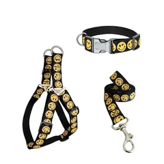 GENERICO - Combo Arnés Collar y Correa para Perro Estilo Caritas Talla L