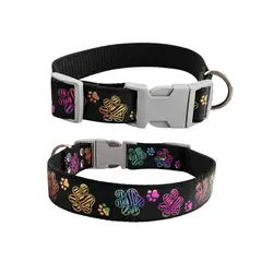 GENERICO - Collar para Perro Estilo Huellitas Negro Multicolor Talla M