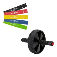 SPORTFITNESS - Rueda Abdominal + Kit Bandas Elásticas X 5 Fortalece Core