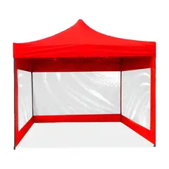 GENERICO - Toldo Retractil Plegable 3X3 Con Paredes Transparentes Para Jardín Color Rojo