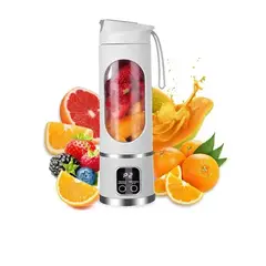 AMERICAN GENERICS - Licuadora Portátil Digital Inalámbrica 450ML 12 Cuchillas - BLANCA