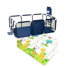 GENERICO - Corral Juegos Niños 180cm X 126cm Cesta Arco Futbol Tapete 30 Pelotas