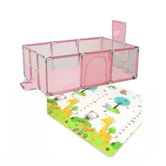 GENERICO - Corral Juegos Niños 180cm X 126cm Cesta Arco Futbol Tapete 30 Pelotas