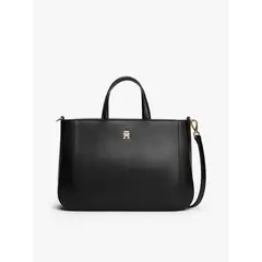 TOMMY HILFIGER - Bolso negro satchel con logo
