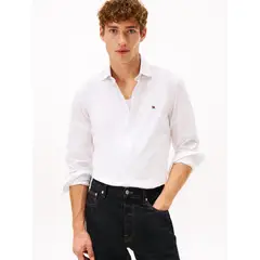 TOMMY HILFIGER - Camisa blanca slim flex con textura dobby