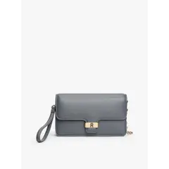 TOMMY HILFIGER - Bolso gris de mano Heritage con monograma TH