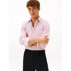 TOMMY HILFIGER - Camisa roja de popelín de corte regular