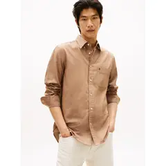 TOMMY HILFIGER - Camisa naranja manga larga de corte regular con logo