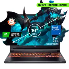 ACER - Portátil Gamer Nitro V16 Intel Core 9 270H RAM 16GB SSD 8 TB RTX 5070