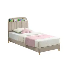 EKONOMODO COLOMBIA - Base Cama Con Espaldar + Colchon 1 Pillow Sencillo Infantil Fenix 100X190X115 Taupe