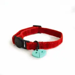 WAWAW - Collar U gato terciopelo rojo