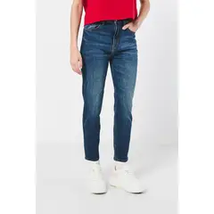 KOAJ - Jean azul oscuro mom con bota recta corta y tiro súper Mujer