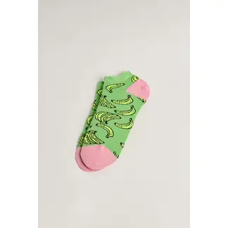 KOAJ - Medias verdes tobilleras con diseños de bananas amaril Mujer