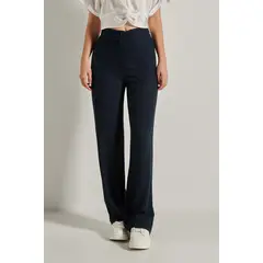 KOAJ - Pantalón bota recta azul intenso con cremallera y tiro Mujer