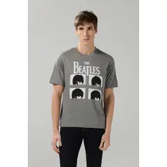 KOAJ - Camiseta manga corta gris intensa con arte de The Beatl Hombre