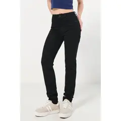 KOAJ - Jean push up negro con pretina sencilla y tiro alto Mujer