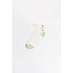 KOAJ - Medias cortas cremas claras con diseños de letras colo Mujer