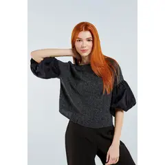 KOAJ - Blusa cuello redondo azul oversize con manga corta glo Mujer