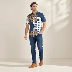 PERRY ELLIS - Camisa Sport Azul Classic Fit CS00916