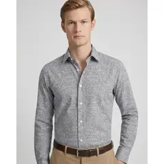 PERRY ELLIS - Camisa Sport Gris Claro Classic Fit CS00909