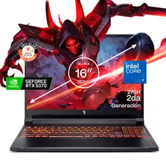 ACER - Portátil Gamer Nitro V16 Intel Core 9 270H RAM 24GB SSD 8 TB RTX 5070 8 GB 180Hz