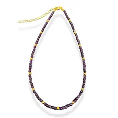 MERAKI - Collar mujer morado piedra amatista semipreciosa - Collar elegante - Gargantilla