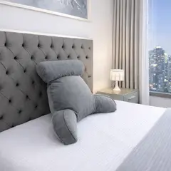 HOGARETO - Cojín TV Ergonómico con Apoyabrazos y Cabecero - Gris