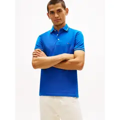 TOMMY HILFIGER - Polo celeste ribeteado de corte slim
