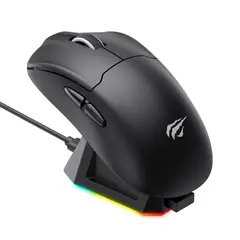 HAVIT - Mouse Gamer Inalámbrico +Base, Diseño Ergonómico PRO, Iluminación RGB Personalizable