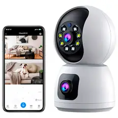 GENERICO - Camara Ip Wifi Doble Lente 360 Interior Sirenas Alarma-567-2
