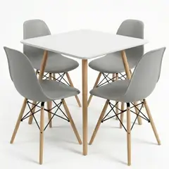 GENERICO - Comedor Minimalista Blanco de 4 Puestos - Mesa Rectangular con Sillas