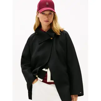 TOMMY HILFIGER - Chaqueta negra oversize de de mezcla de lana